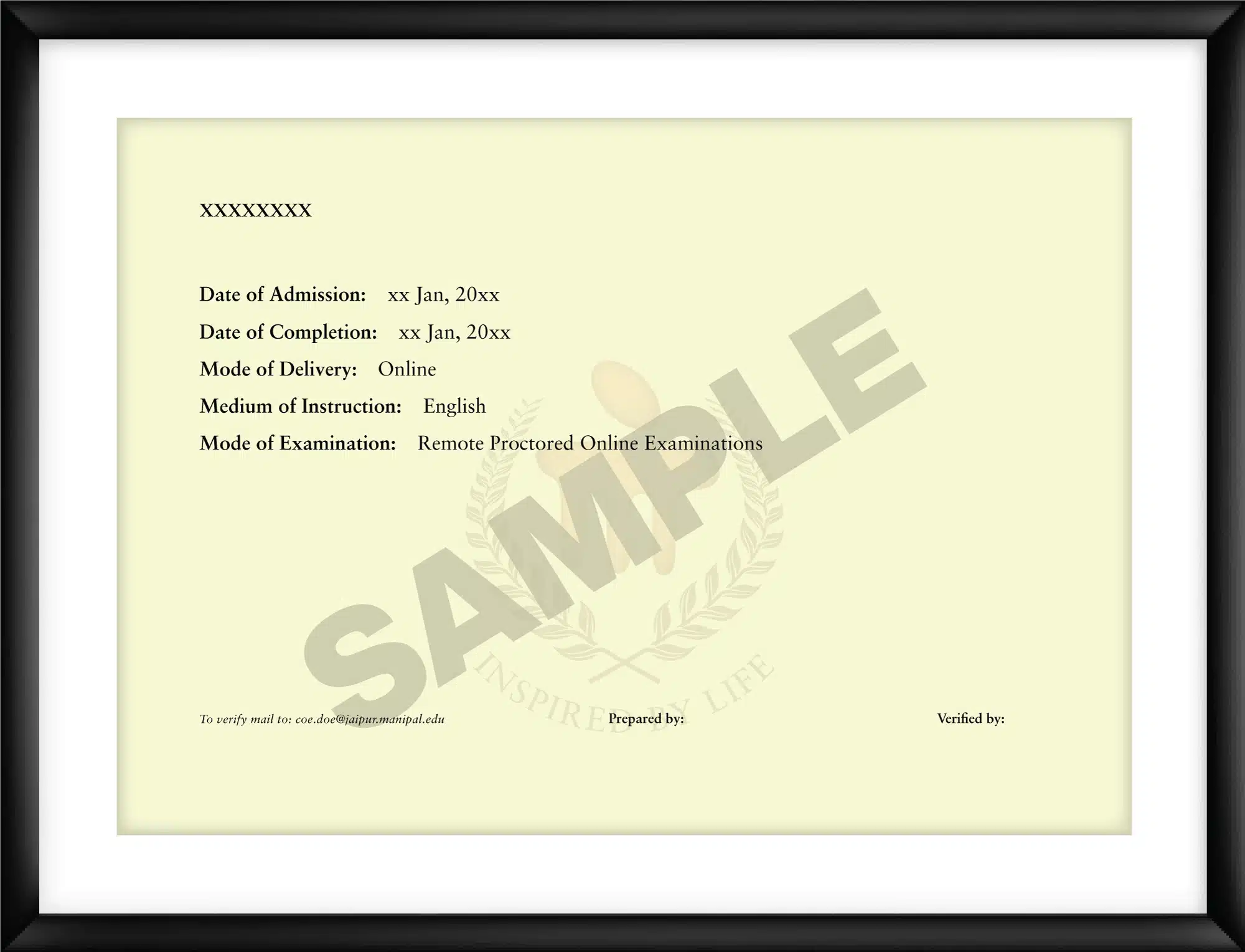 MUJ certificate back